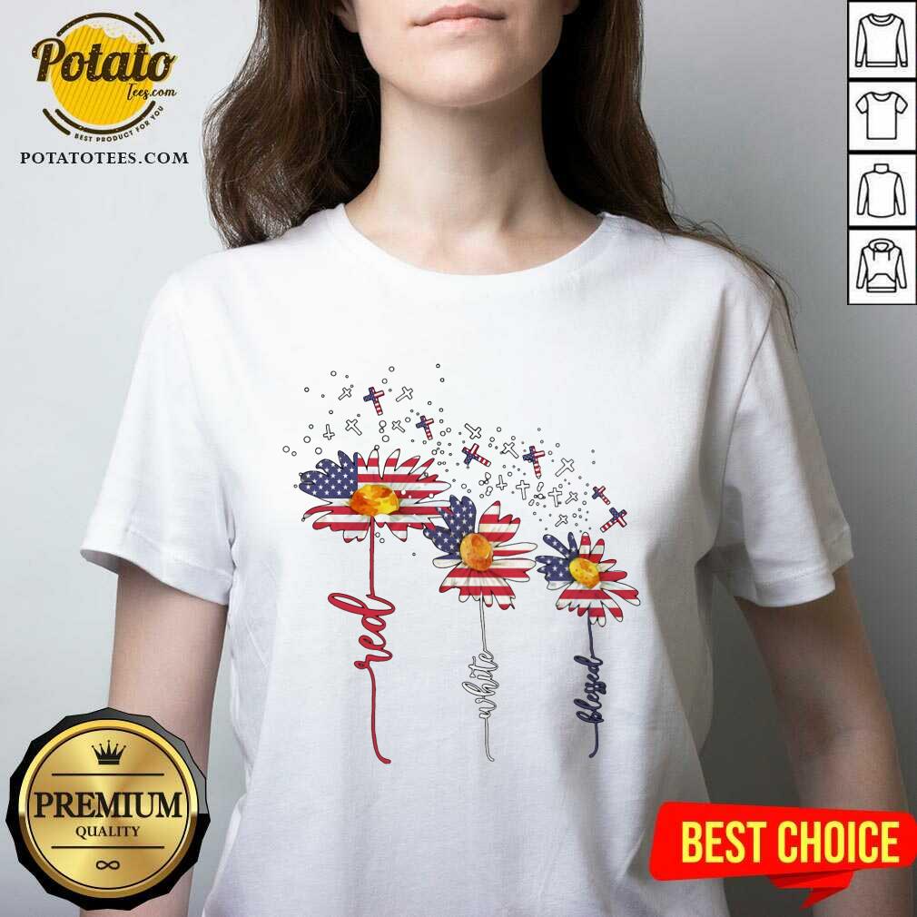 Three Flowers 4th Of July Shirt - Image 2