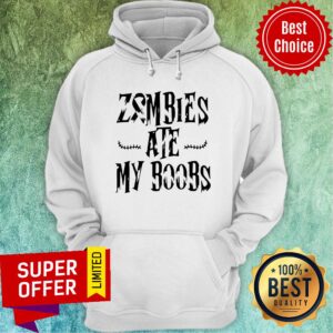 Alternative view of Nice Zombies Ate My Boobs Breast Cancer Awareness Shirt