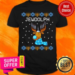 Awesome Jewdolph Ugly Hanukkah Reindeer Menorah Chanukah Shirt