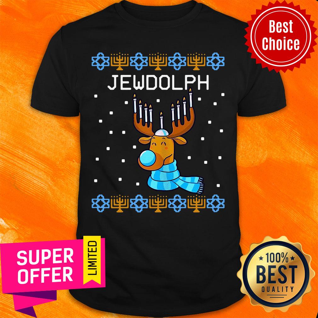 Awesome Jewdolph Ugly Hanukkah Reindeer Menorah Chanukah Shirt