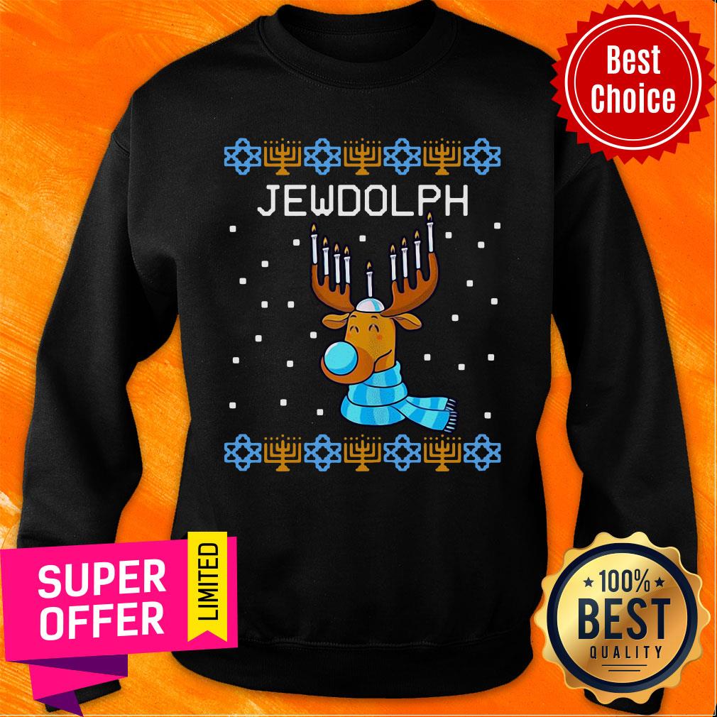 Awesome Jewdolph Ugly Hanukkah Reindeer Menorah Chanukah Shirt - Image 5