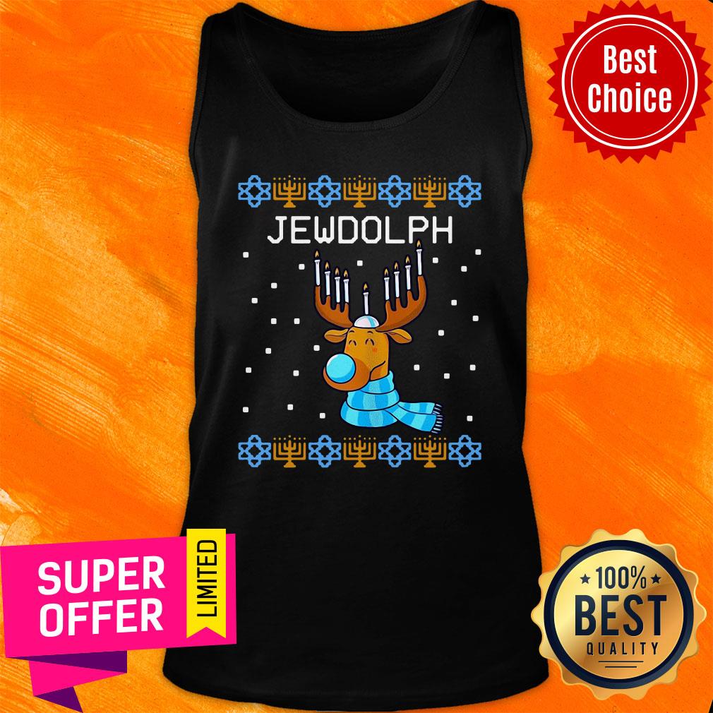 Awesome Jewdolph Ugly Hanukkah Reindeer Menorah Chanukah Shirt - Image 4