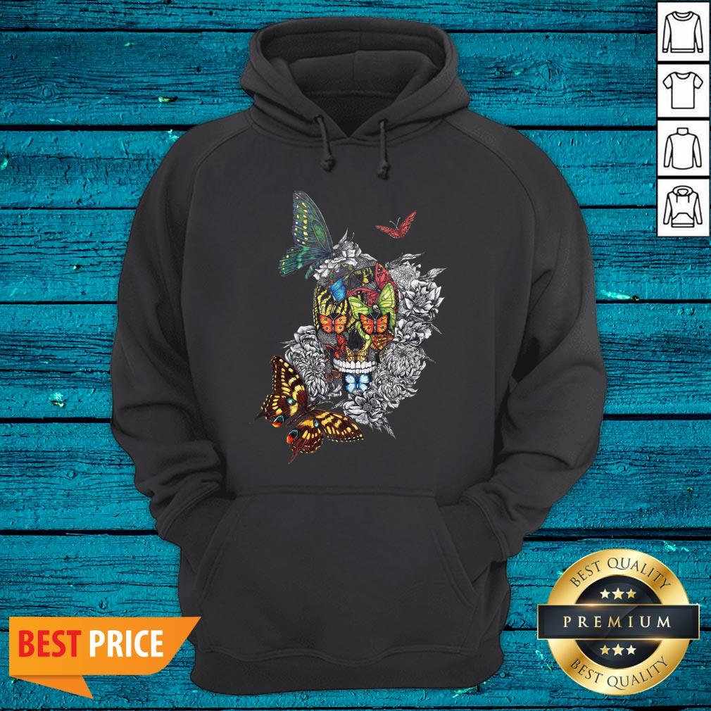 Artistic Rage Butterflies And Skull Tattoo Dia De Los Muertos Shirt - Image 3