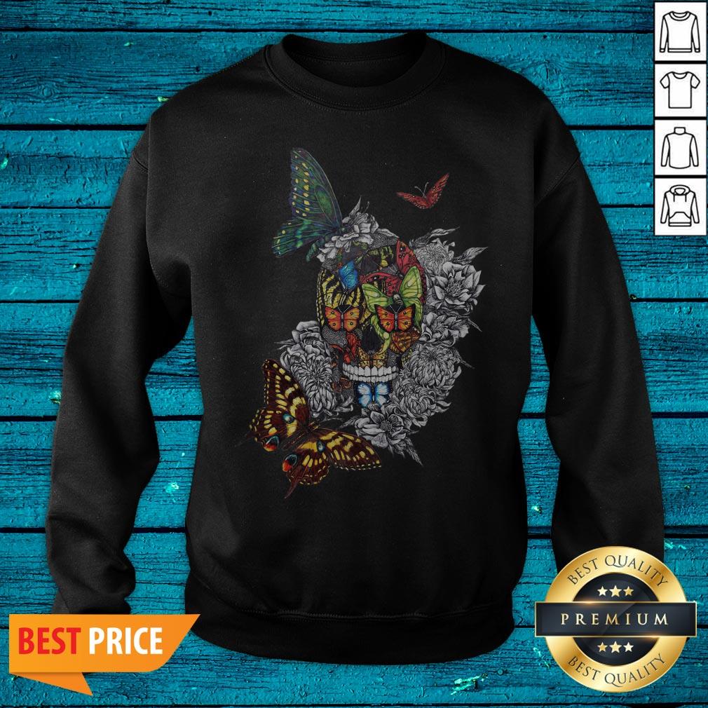 Artistic Rage Butterflies And Skull Tattoo Dia De Los Muertos Shirt - Image 2