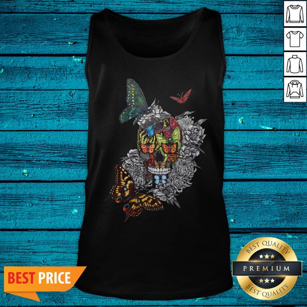 Artistic Rage Butterflies And Skull Tattoo Dia De Los Muertos Shirt - Image 5