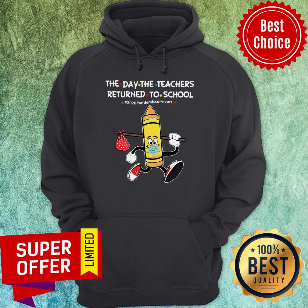 Yellow Crayon Mask The Day The Teachers Returned To School 2020 Pandemic Survivors Shirt - Image 3