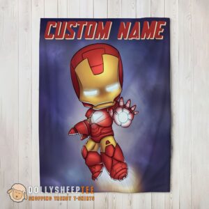 Hot Cute Official Superhero Marvel Avenger Chibi Iron Man Blanket Fleece Customized Blanket