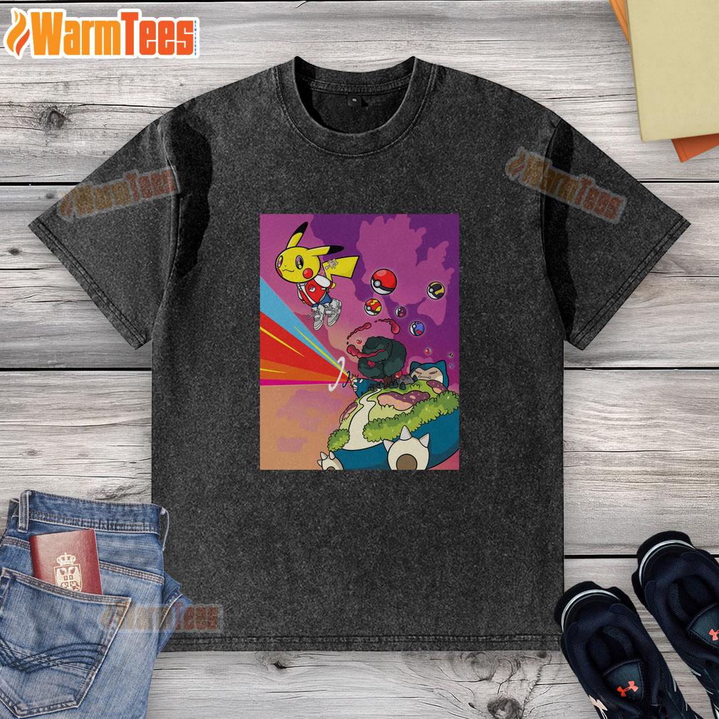 Official Pikachu Kanye Graduation Mashup Parody T-Shirt - Image 6