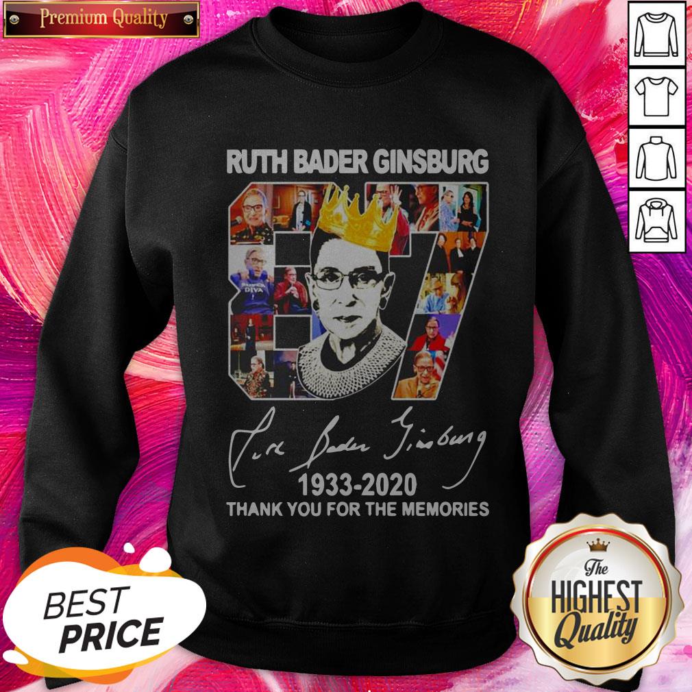 Pretty Ruth Bader Ginsburg 87 Year 1933 2020 Thank You For The Memories Signature Shirt - Image 4