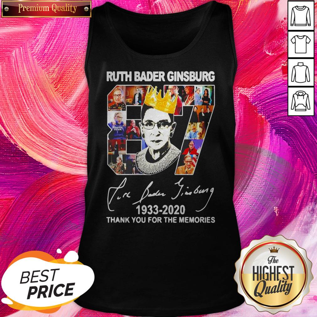 Pretty Ruth Bader Ginsburg 87 Year 1933 2020 Thank You For The Memories Signature Shirt - Image 3