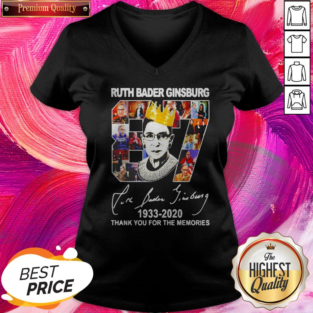 Pretty Ruth Bader Ginsburg 87 Year 1933 2020 Thank You For The Memories Signature Shirt - Image 2