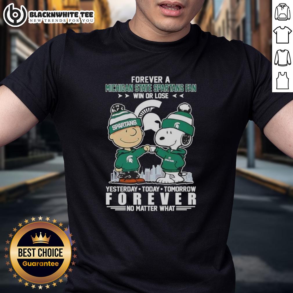 Original Charlie Brown Touch Hand Snoopy Forever A Michigan State Spartans Fan Win Or Lose T-Shirt