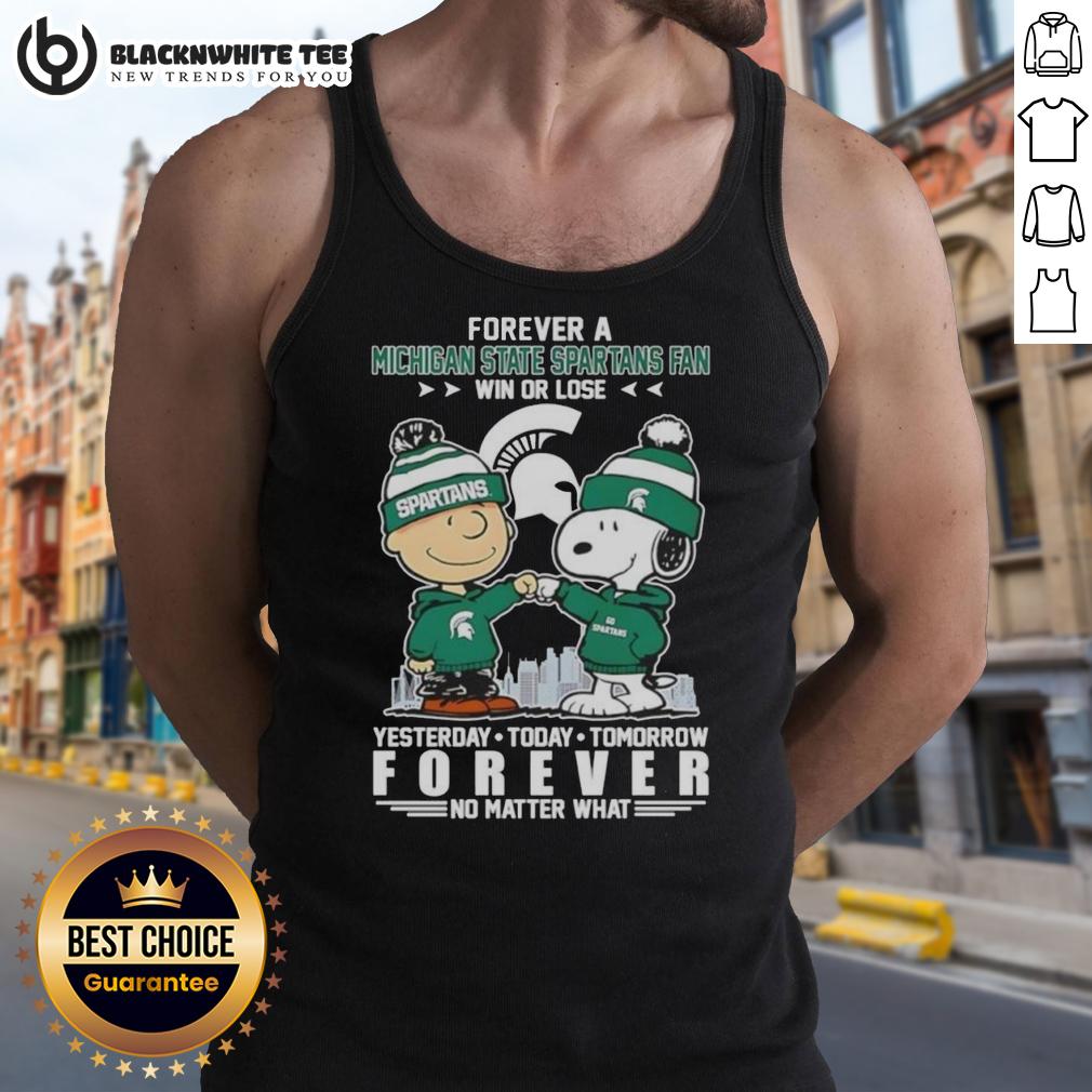 Original Charlie Brown Touch Hand Snoopy Forever A Michigan State Spartans Fan Win Or Lose T-Shirt - Image 4