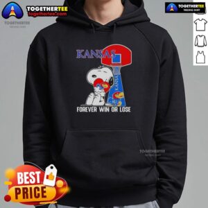 Alternative view of Official Peanuts Snoopy Forever Win Or Lose Kansas Jayhawks Basketball T-Shirt