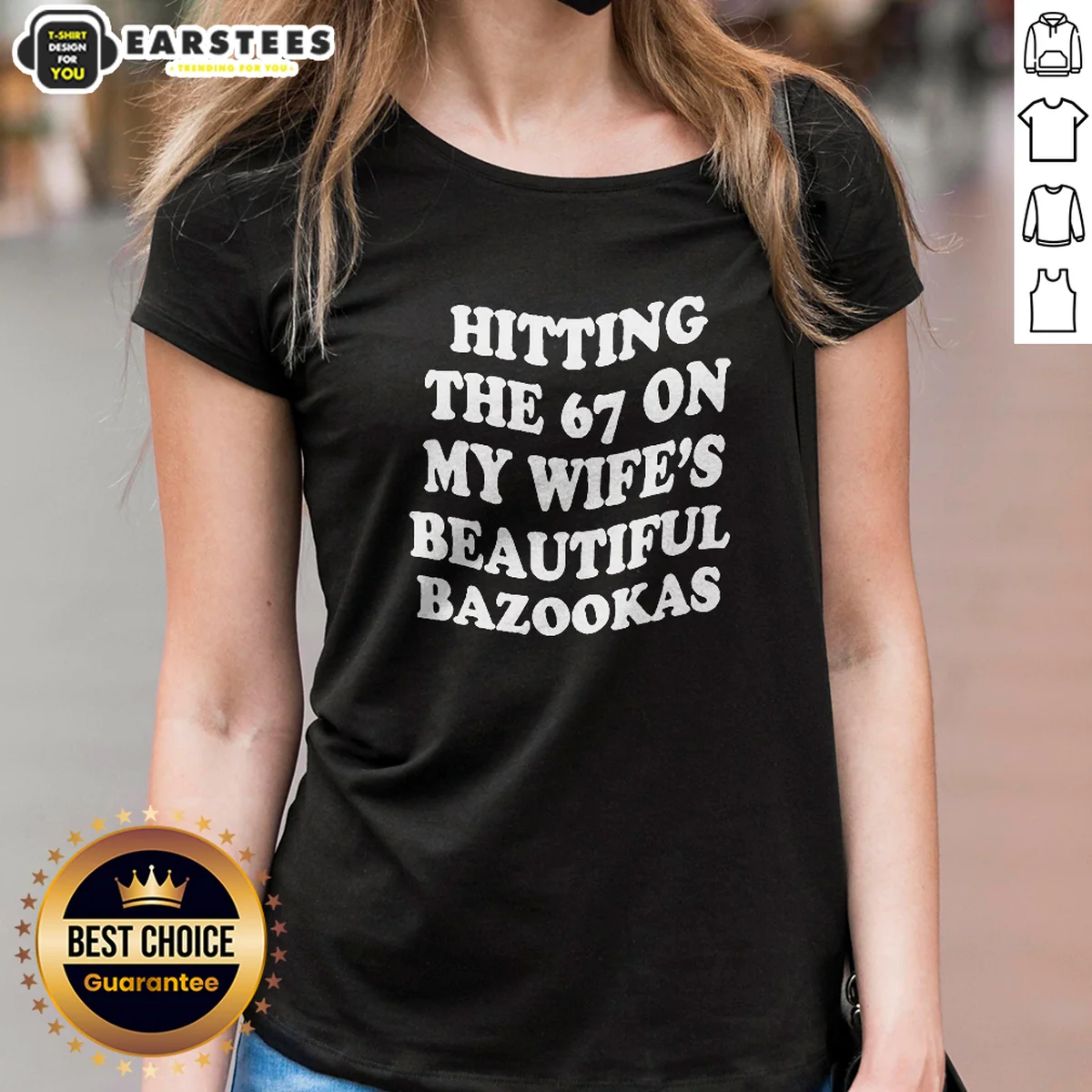 Funny Hitting The 67 On My Wife'S Beautiful Bazookas Shirt - Image 2