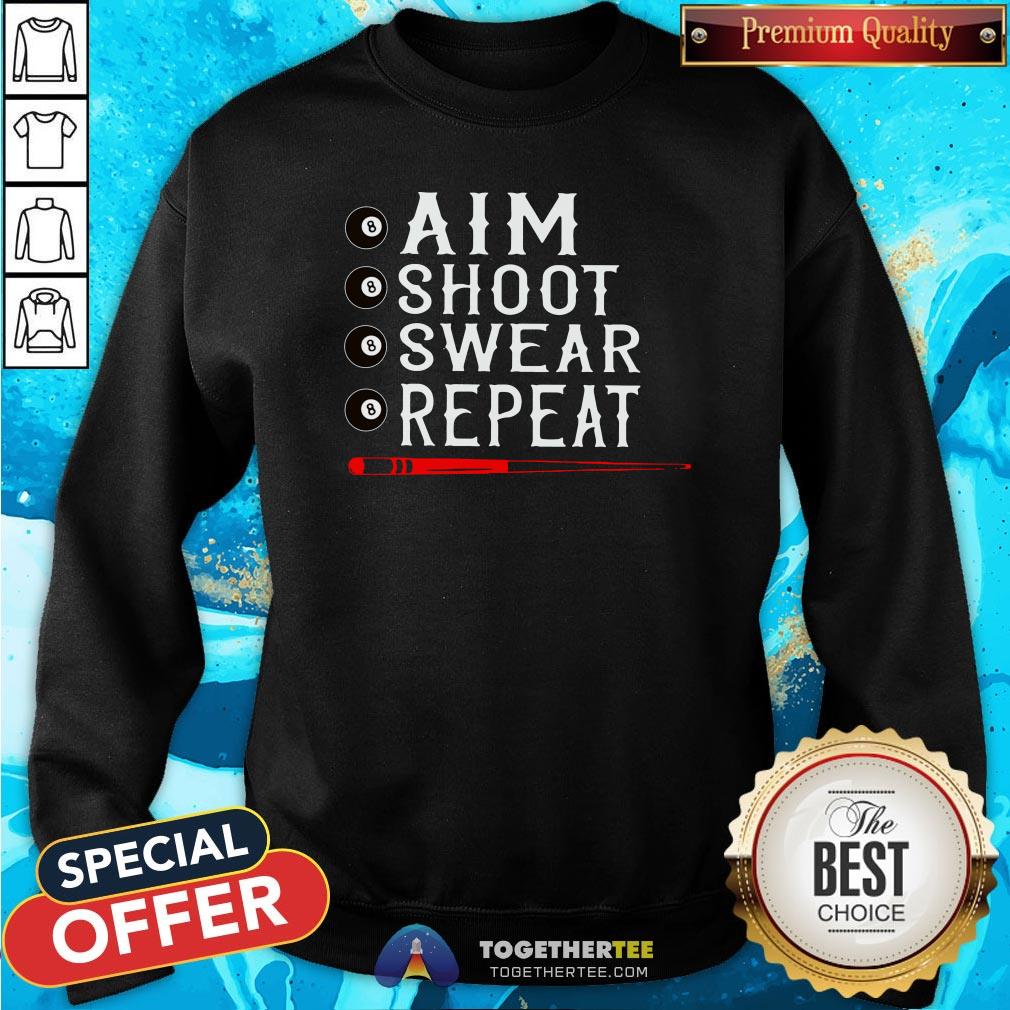 Awesome Aim Shoot Swear Repeat Billiards Christmas Gift Shirt - Image 4