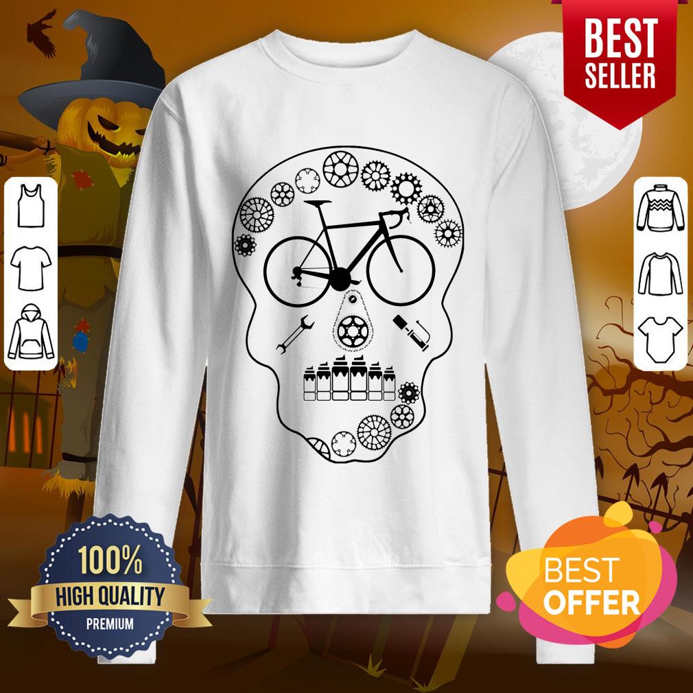 Cog Skull Bicycle Day Of Dead Dia De Los Muertos Shirt - Image 4