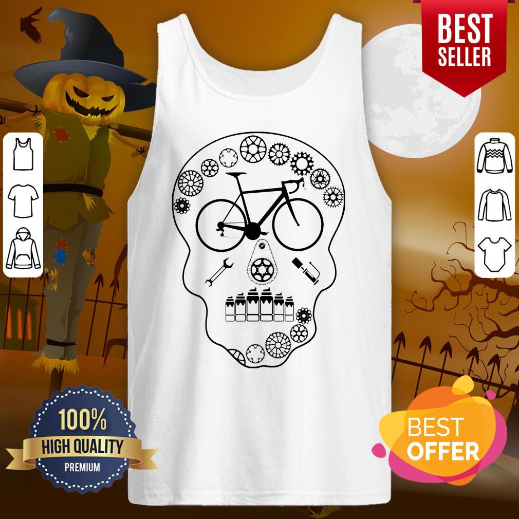 Cog Skull Bicycle Day Of Dead Dia De Los Muertos Shirt - Image 3