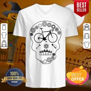 Alternative view of Cog Skull Bicycle Day Of Dead Dia De Los Muertos Shirt