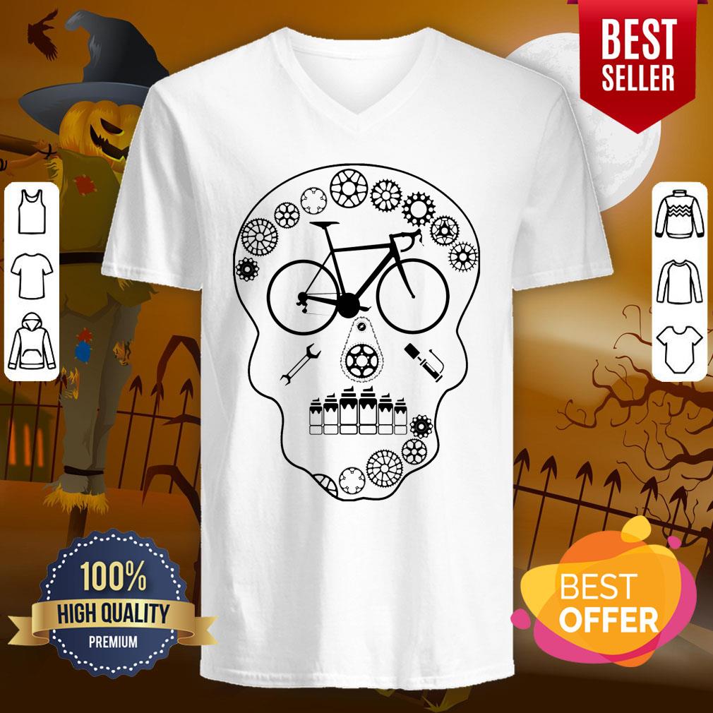 Cog Skull Bicycle Day Of Dead Dia De Los Muertos Shirt - Image 2