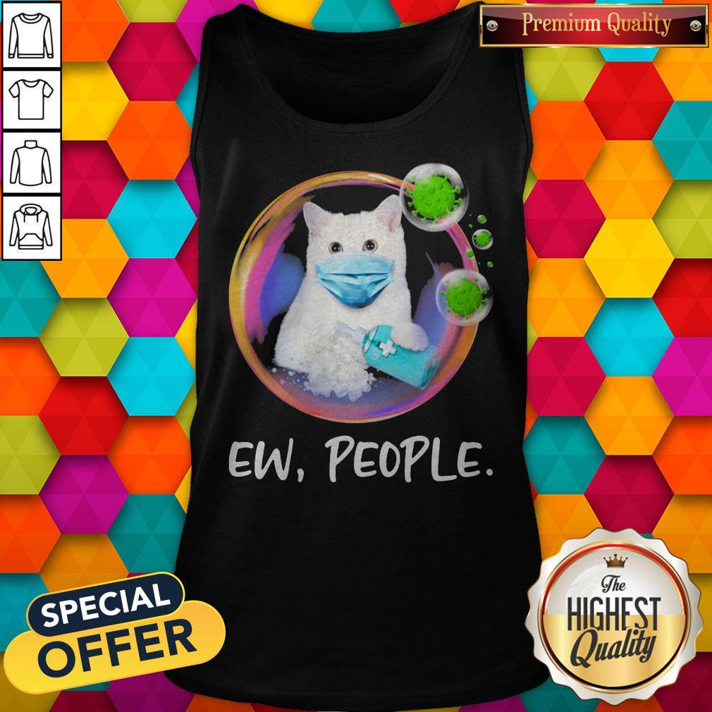 Pretty White Cat Safety Bubble Face Mask Ew People Shirt - Image 5