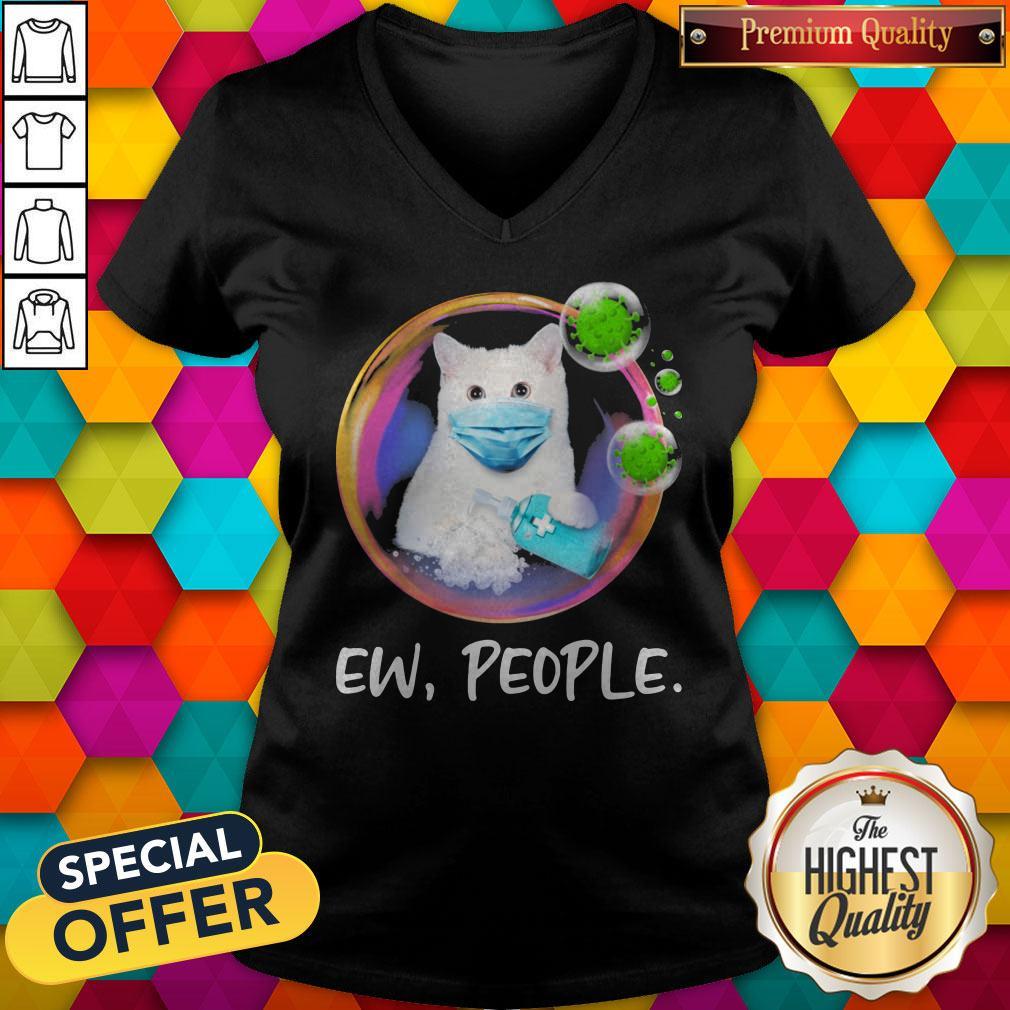 Pretty White Cat Safety Bubble Face Mask Ew People Shirt - Image 4