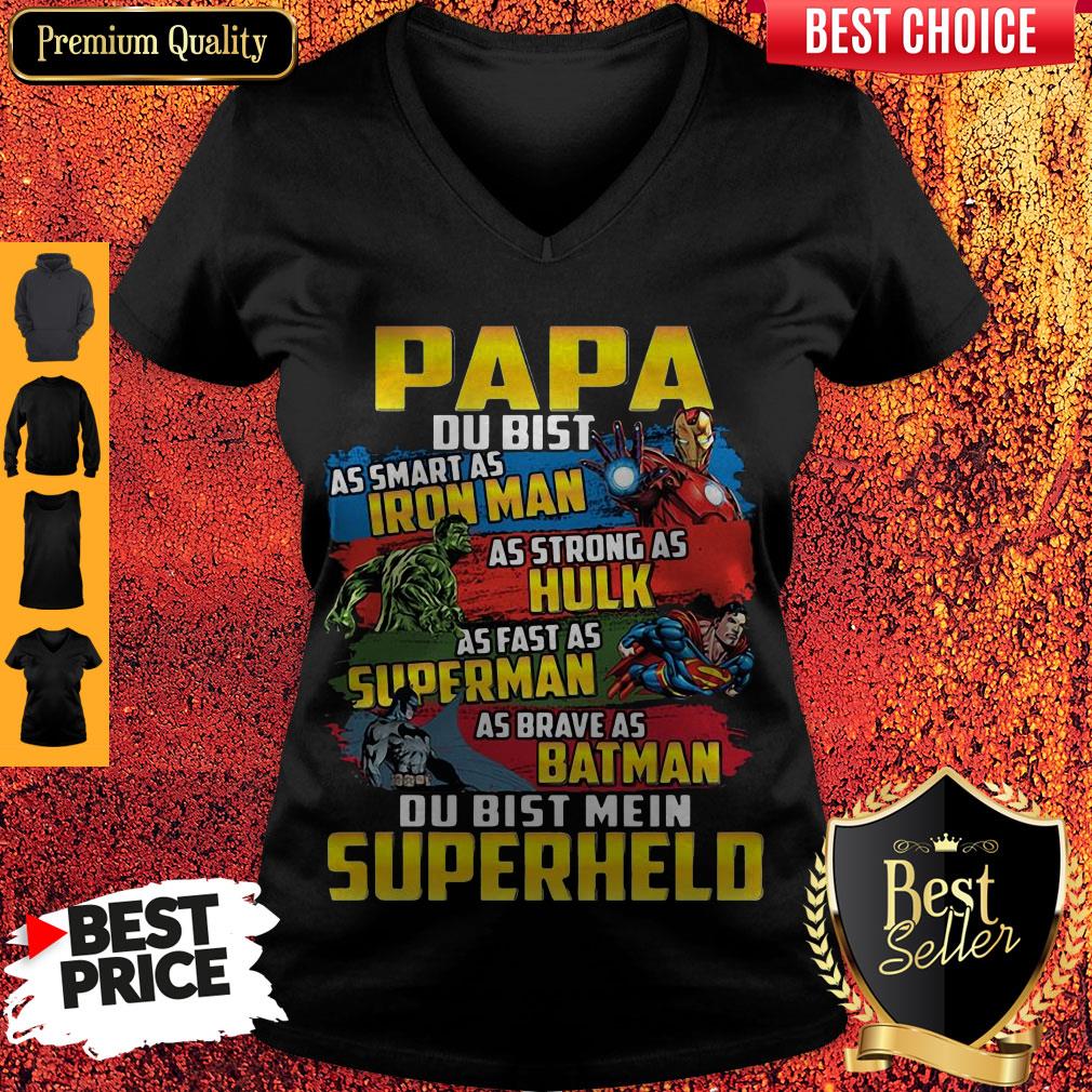 Papa As Smart As Iron Man As Strong As Hulk As Fast As Superman As Brave As Batman Du Bist Mein Superheld Shirt - Image 3