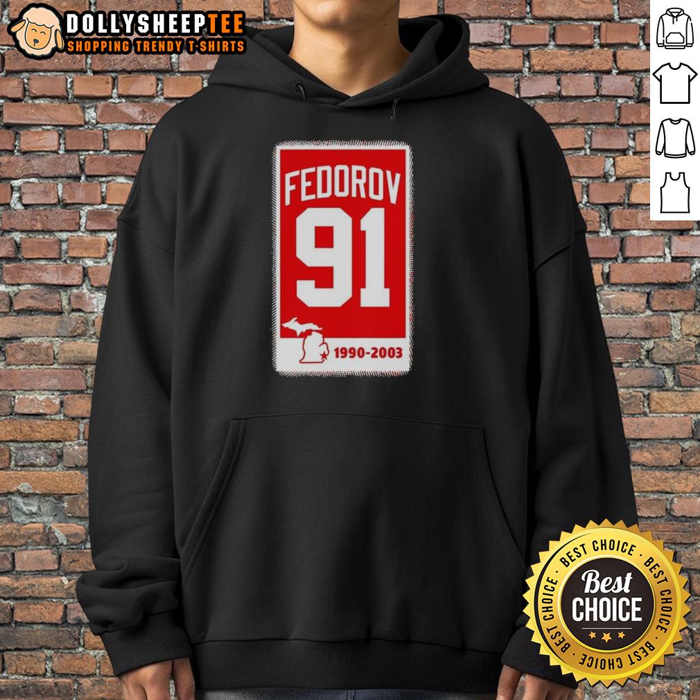 Premium Sergei Fedorov Detroit Red Wings Hockey 91 Banner T-Shirt - Image 2