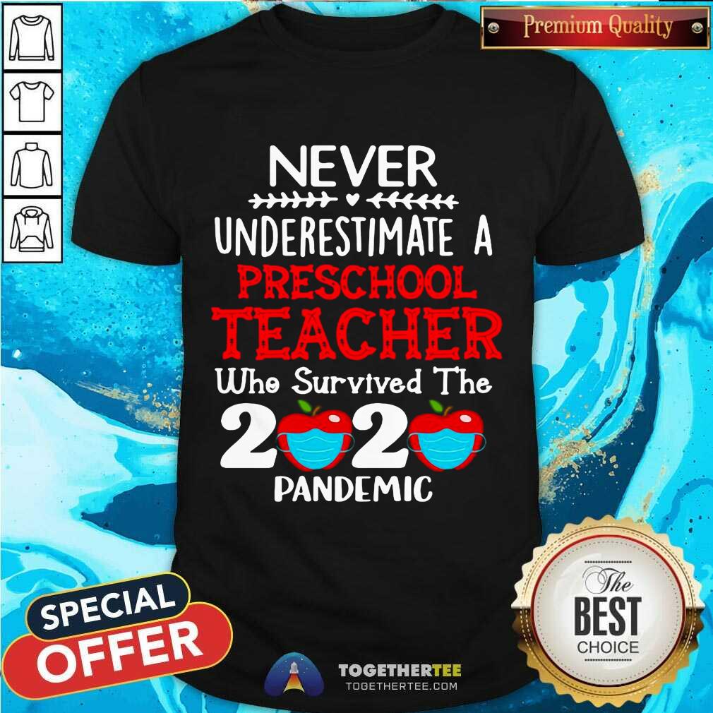 Top Never Underestimate A Preschool Teacher Teacher Who Survived The 2020 Pandemic Shirt