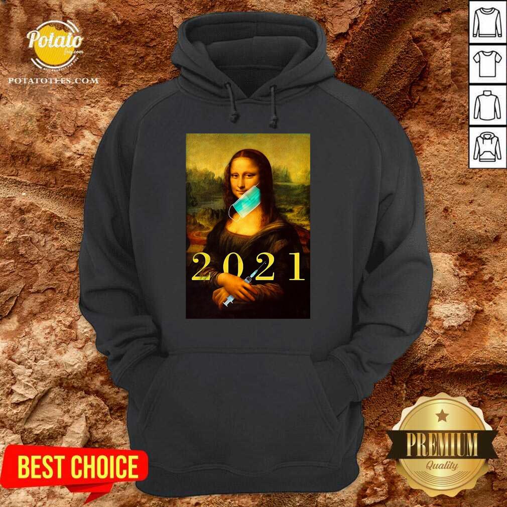 Mona Lisa With Face Mask Vaccination 2021 Shirt - Image 2