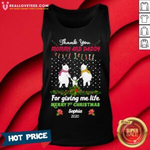 Alternative view of Pro Bear Thank You Mommy And Daddy For Giving Me Life Merry 1st Christmas Sophia 2020 Shirt