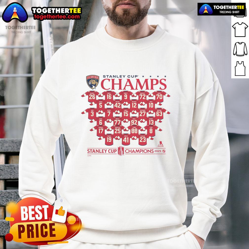 Official Florida Panthers 2025 Stanley Cup Champions Jersey Roster Players T-Shirt - Image 5