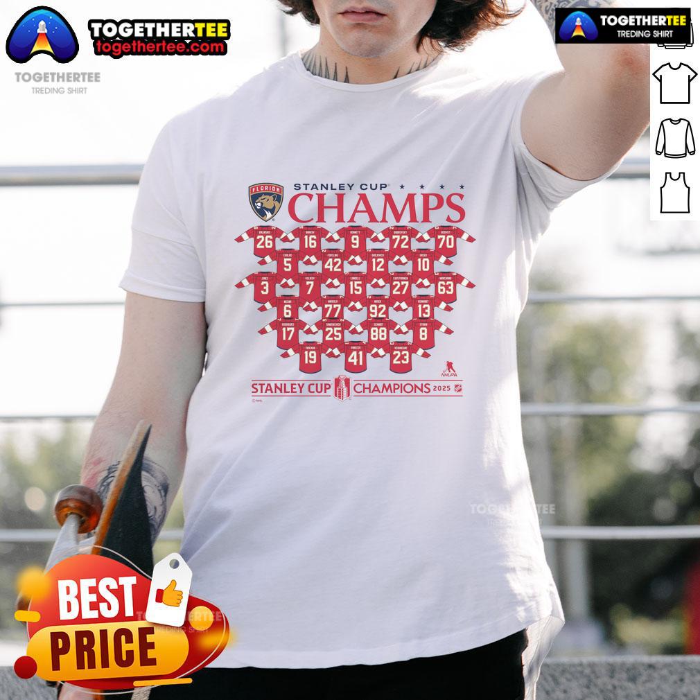 Official Florida Panthers 2025 Stanley Cup Champions Jersey Roster Players T-Shirt