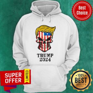 Alternative view of President Donald Trump 2024 Maga Skull American Flag Shirt