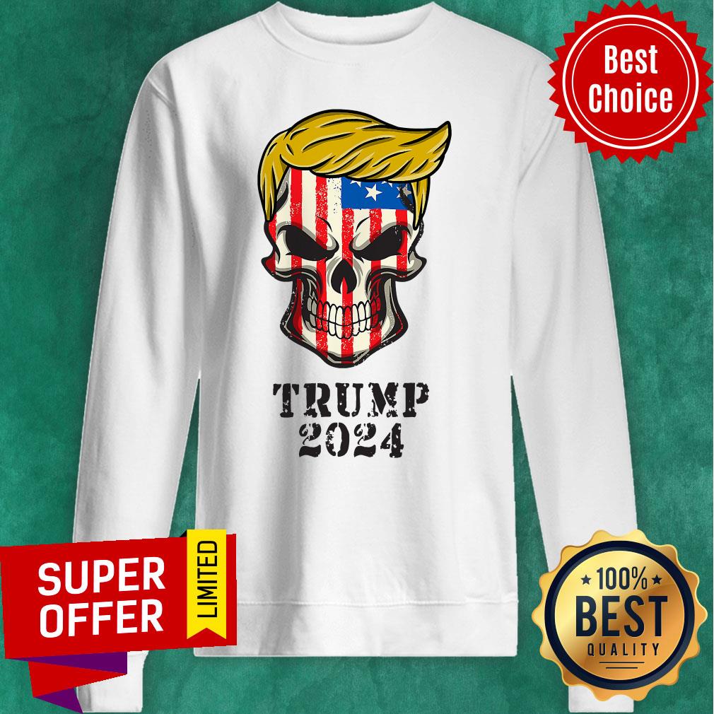 President Donald Trump 2024 Maga Skull American Flag Shirt - Image 5