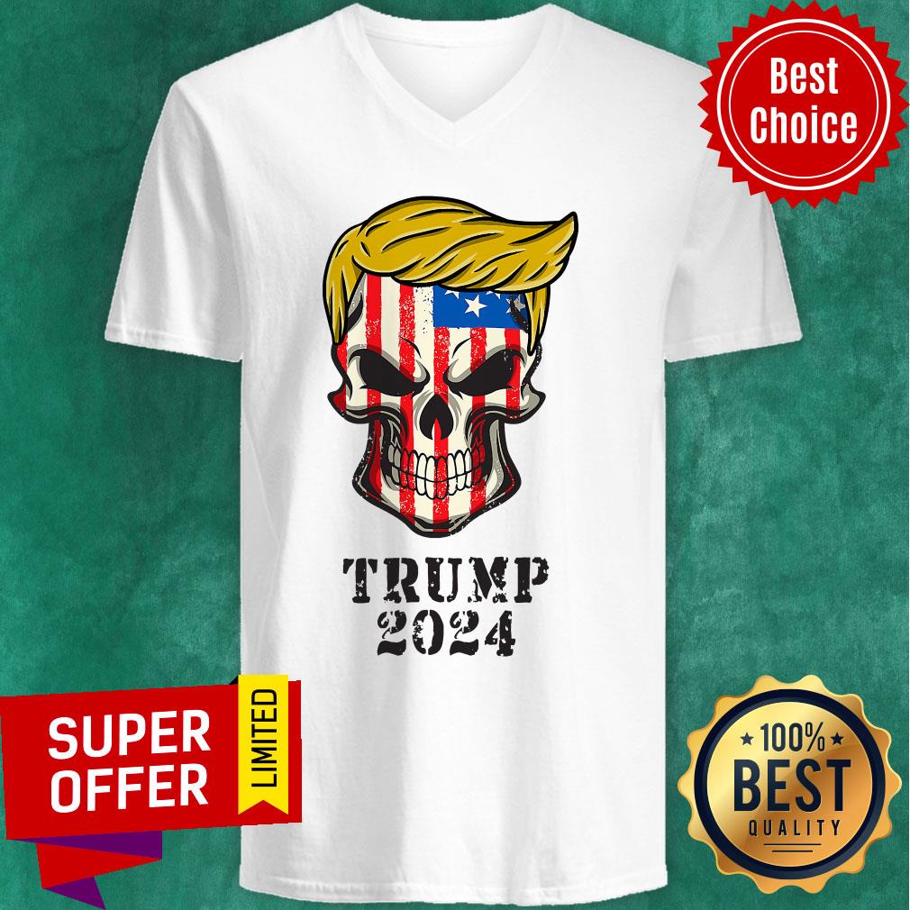 President Donald Trump 2024 Maga Skull American Flag Shirt - Image 3