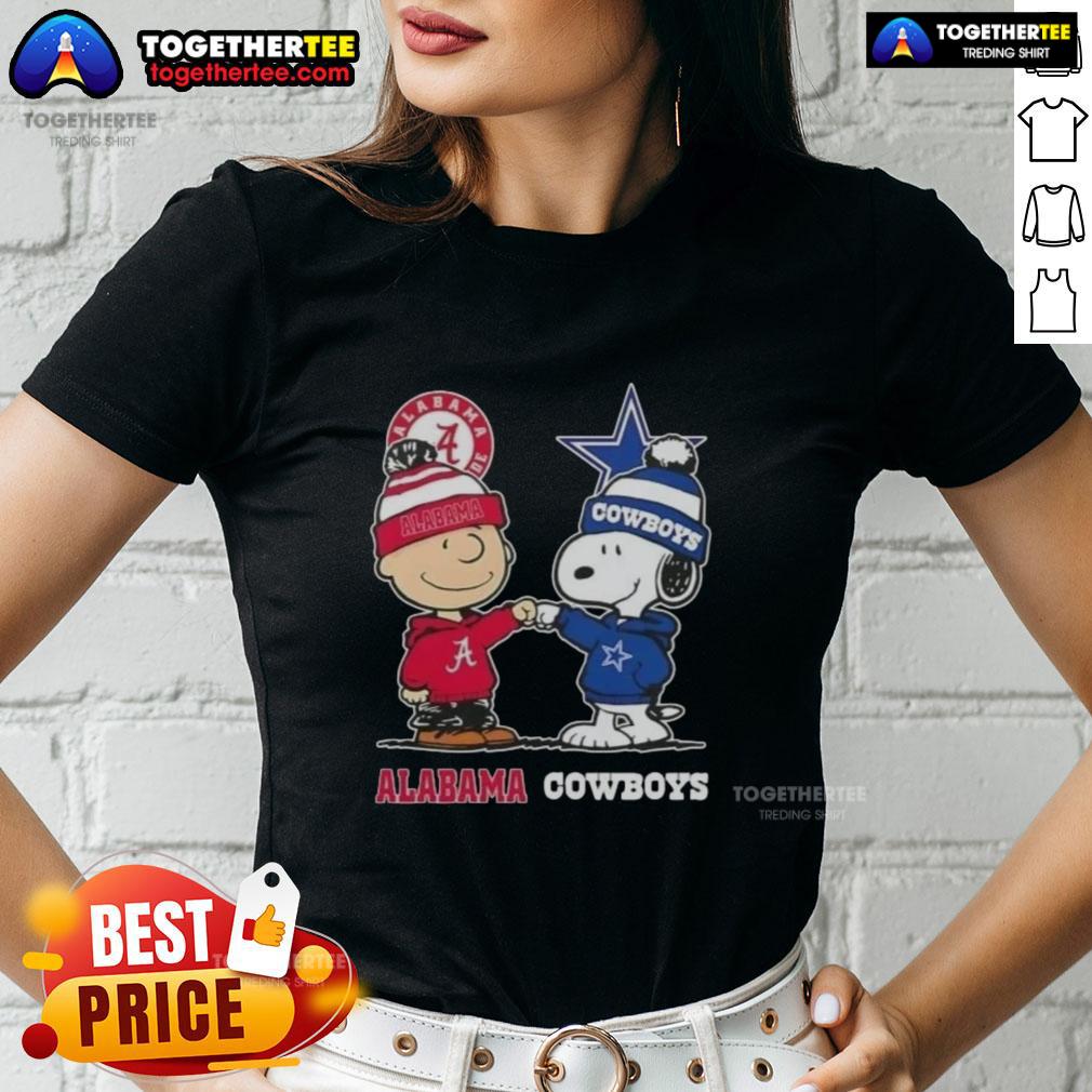 Cute Charlie Brown And Snoopy Alabama Crimson Tide X Dallas Cowboys T-Shirt - Image 3