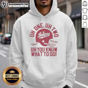 Alternative view of Awesome Indiana Hoosiers Football Uh One Uh Two Uh You Know What To Do Helmet T-Shirt
