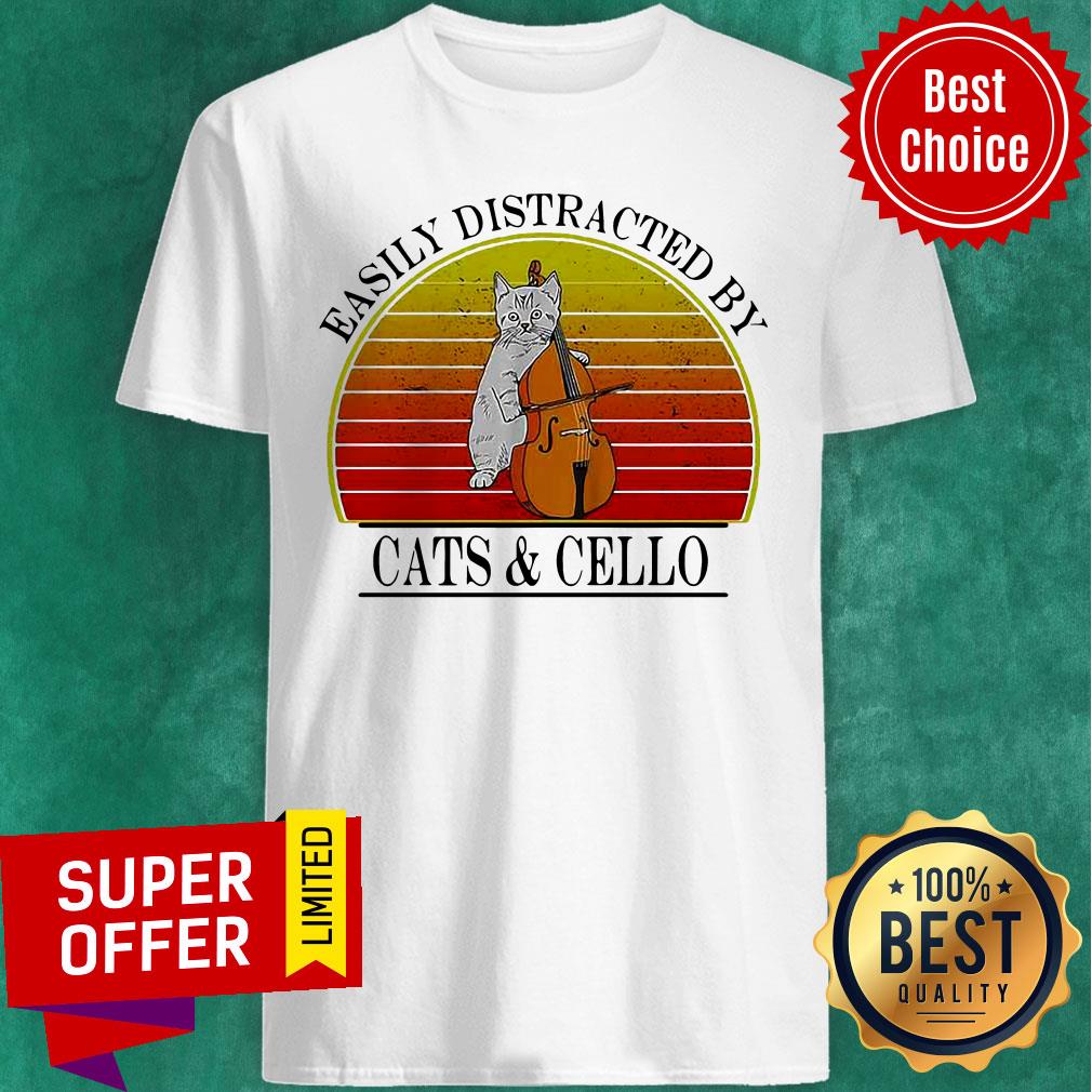 Easily Distracted By Cats And Cello Vintage Shirt