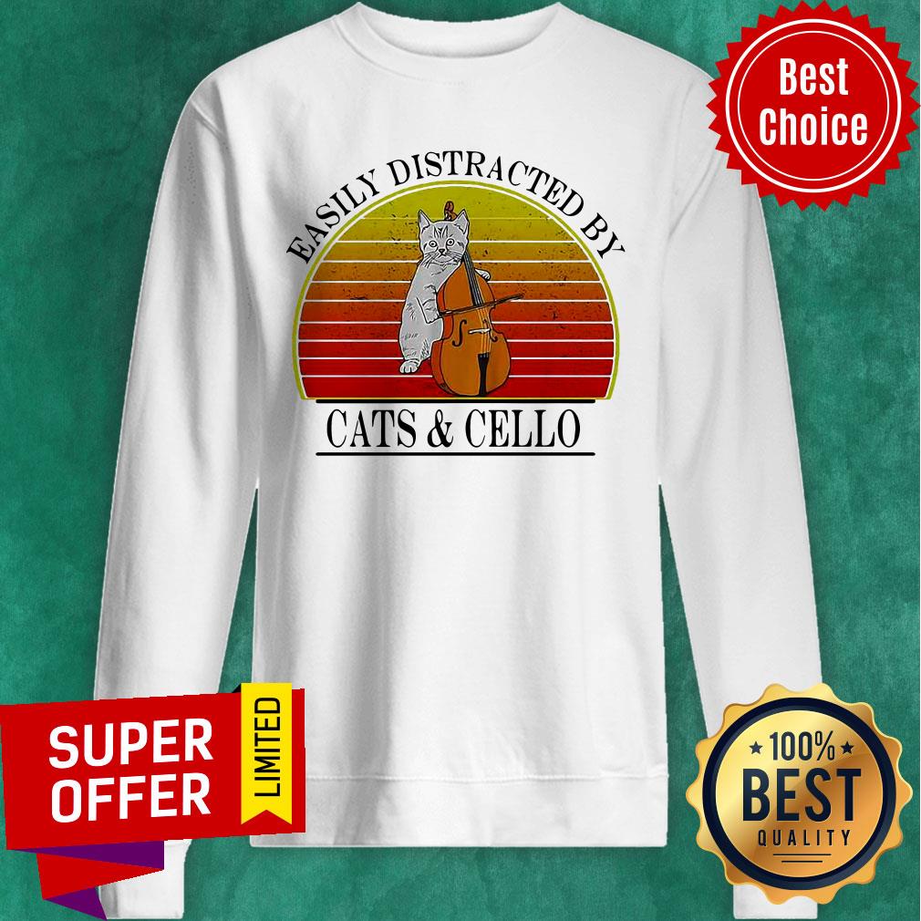 Easily Distracted By Cats And Cello Vintage Shirt - Image 4