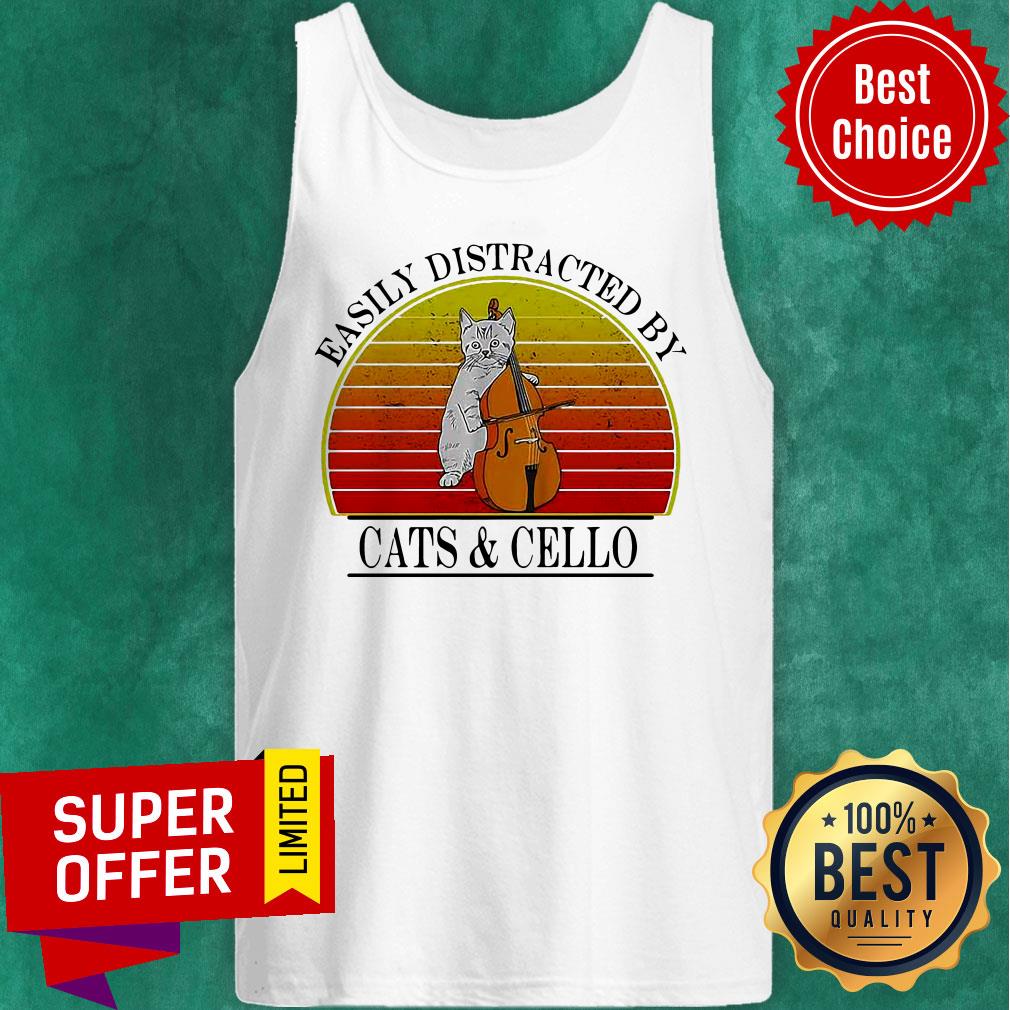 Easily Distracted By Cats And Cello Vintage Shirt - Image 3