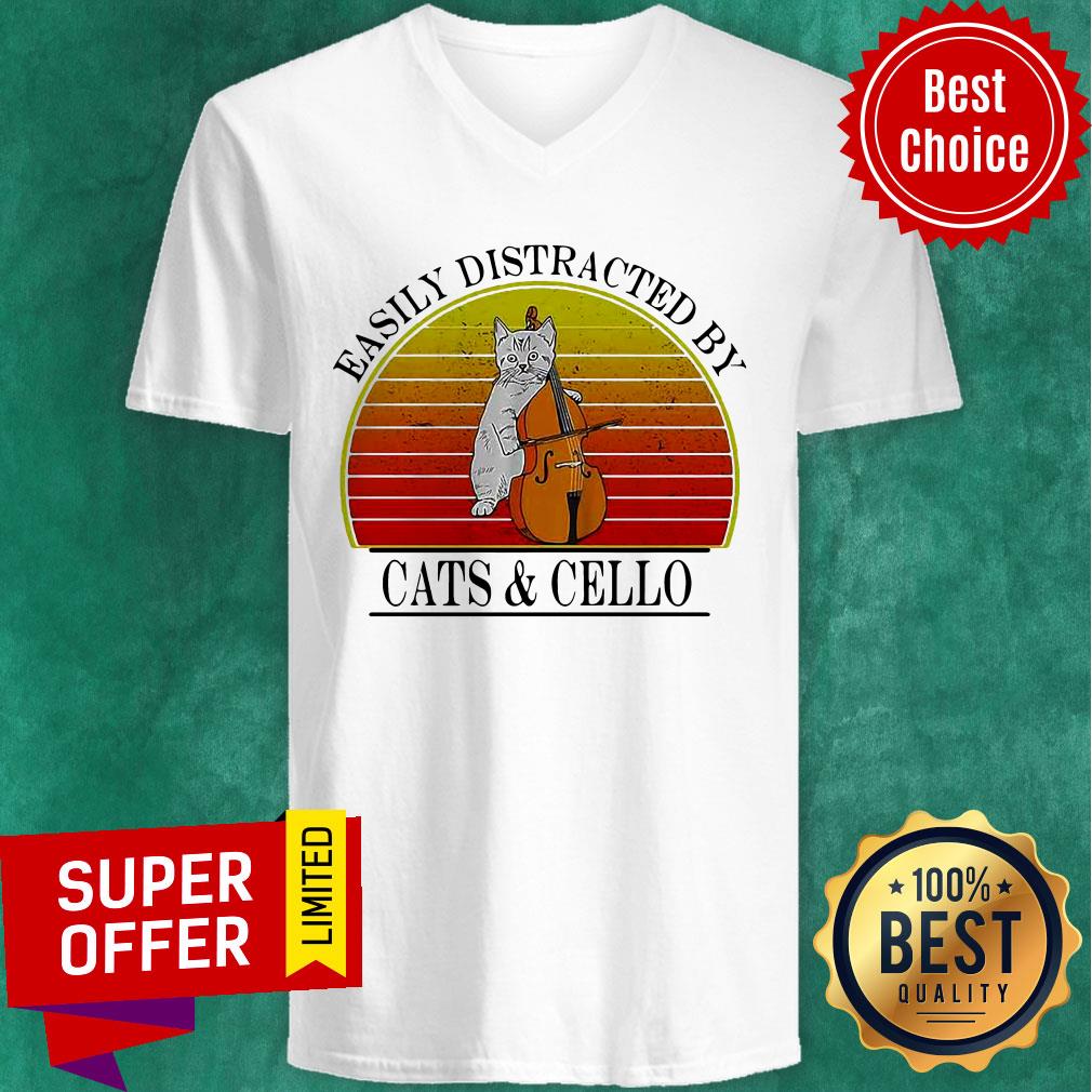 Easily Distracted By Cats And Cello Vintage Shirt - Image 2
