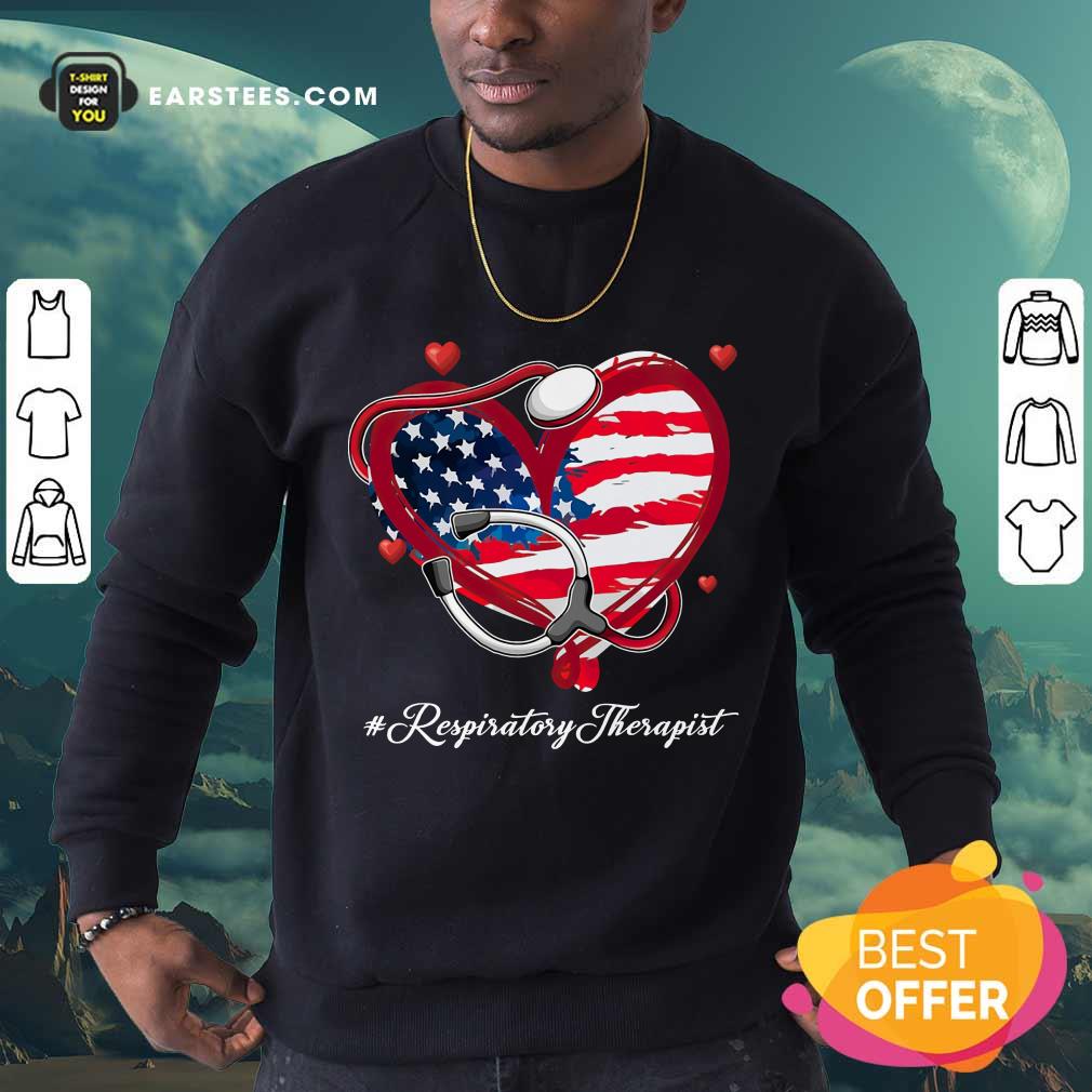 Nice Heart American Flag Respiratory Therapist Shirt - Image 3