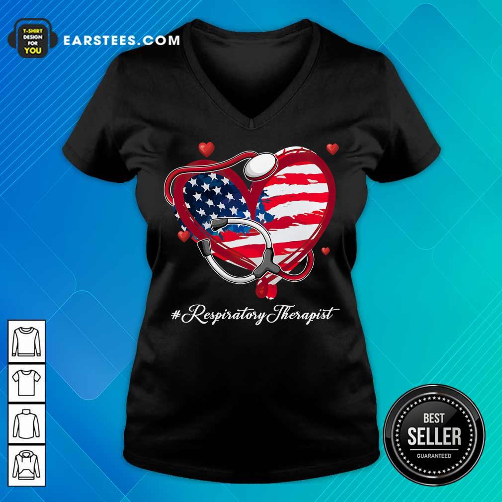 Nice Heart American Flag Respiratory Therapist Shirt - Image 4