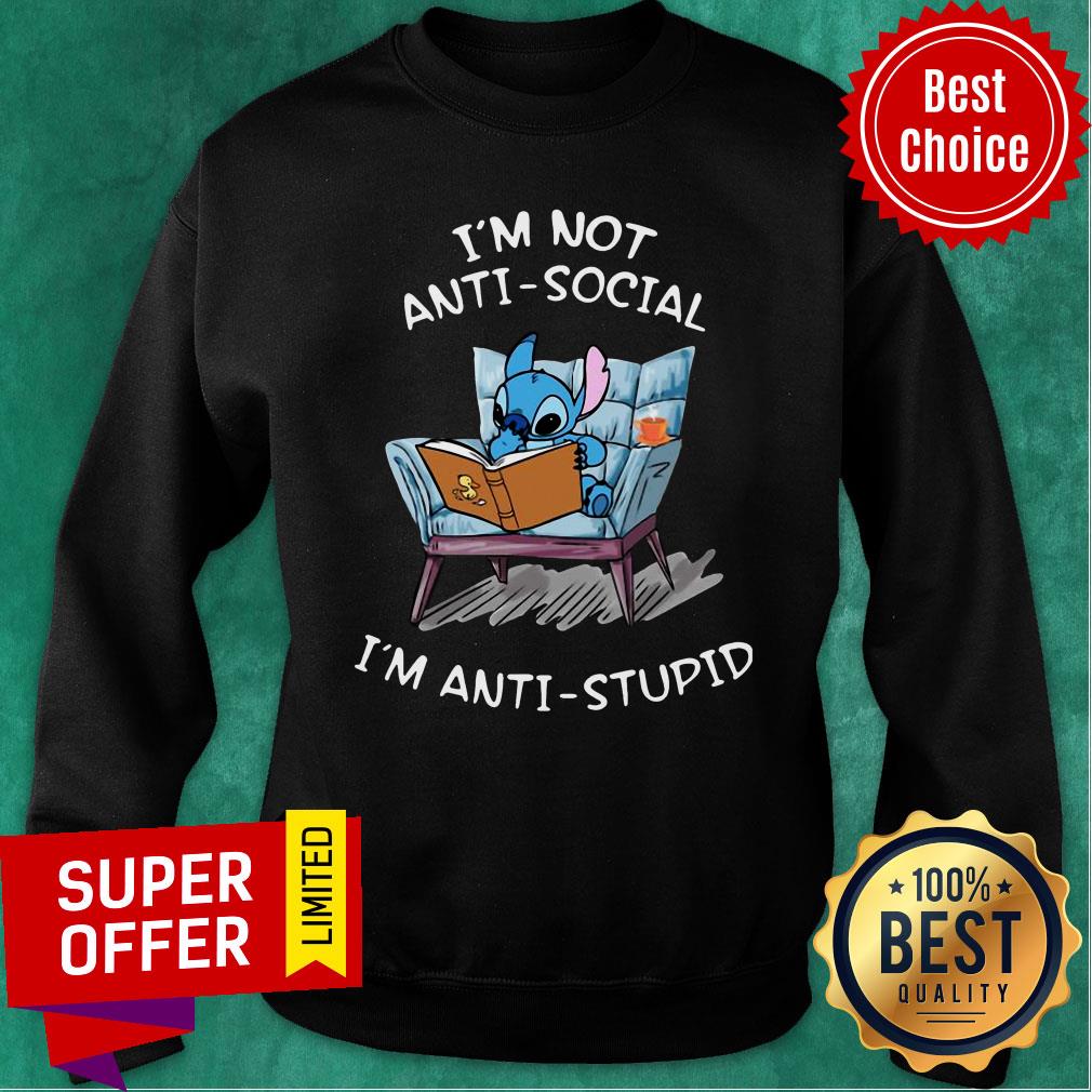 Stitch I’m Not Anti Social I’m Anti Stupid Shirt - Image 5