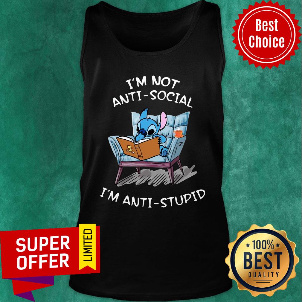 Stitch I’m Not Anti Social I’m Anti Stupid Shirt - Image 4