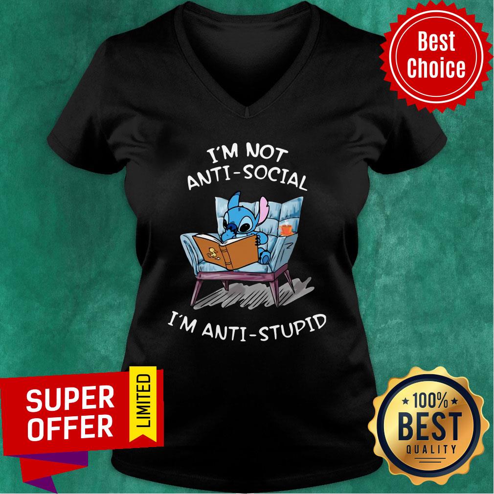 Stitch I’m Not Anti Social I’m Anti Stupid Shirt - Image 3
