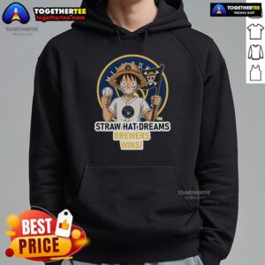 Alternative view of Premium Milwaukee Brewers Monkey D. Luffy Straw Hat Dreams Wins T-Shirt