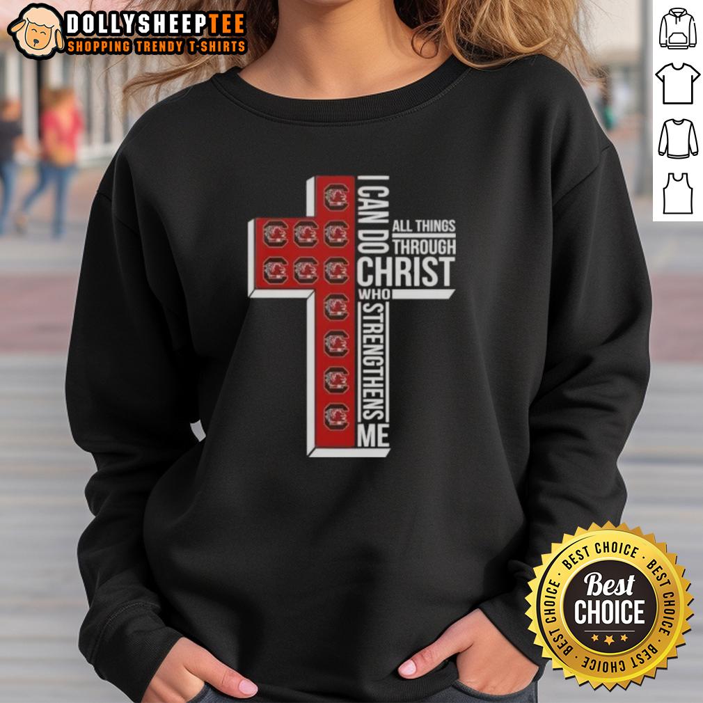 Good I Can Do All Things Through Christ Who Strengthens Me South Carolina Gamecocks Football Cross T-Shirt - Image 4