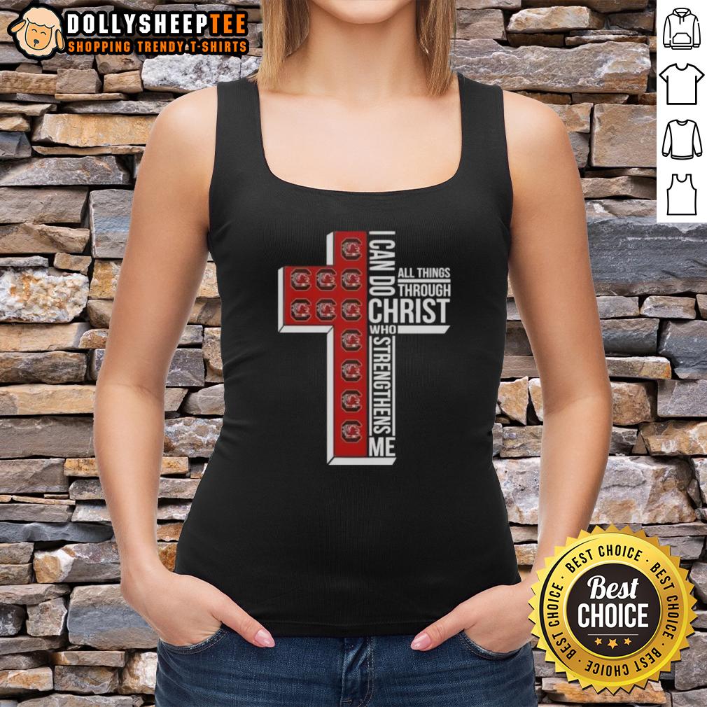 Good I Can Do All Things Through Christ Who Strengthens Me South Carolina Gamecocks Football Cross T-Shirt - Image 3